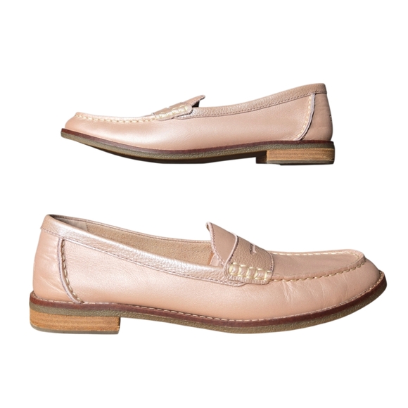 SPERRY Women Pink Pearl Rose Leather Seaport Pearlized Penny Loafers 10 STS87300